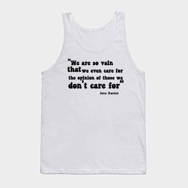 Jane Austen Retro Text Design Quote (Black) Tank Top by The Lily and The Lark